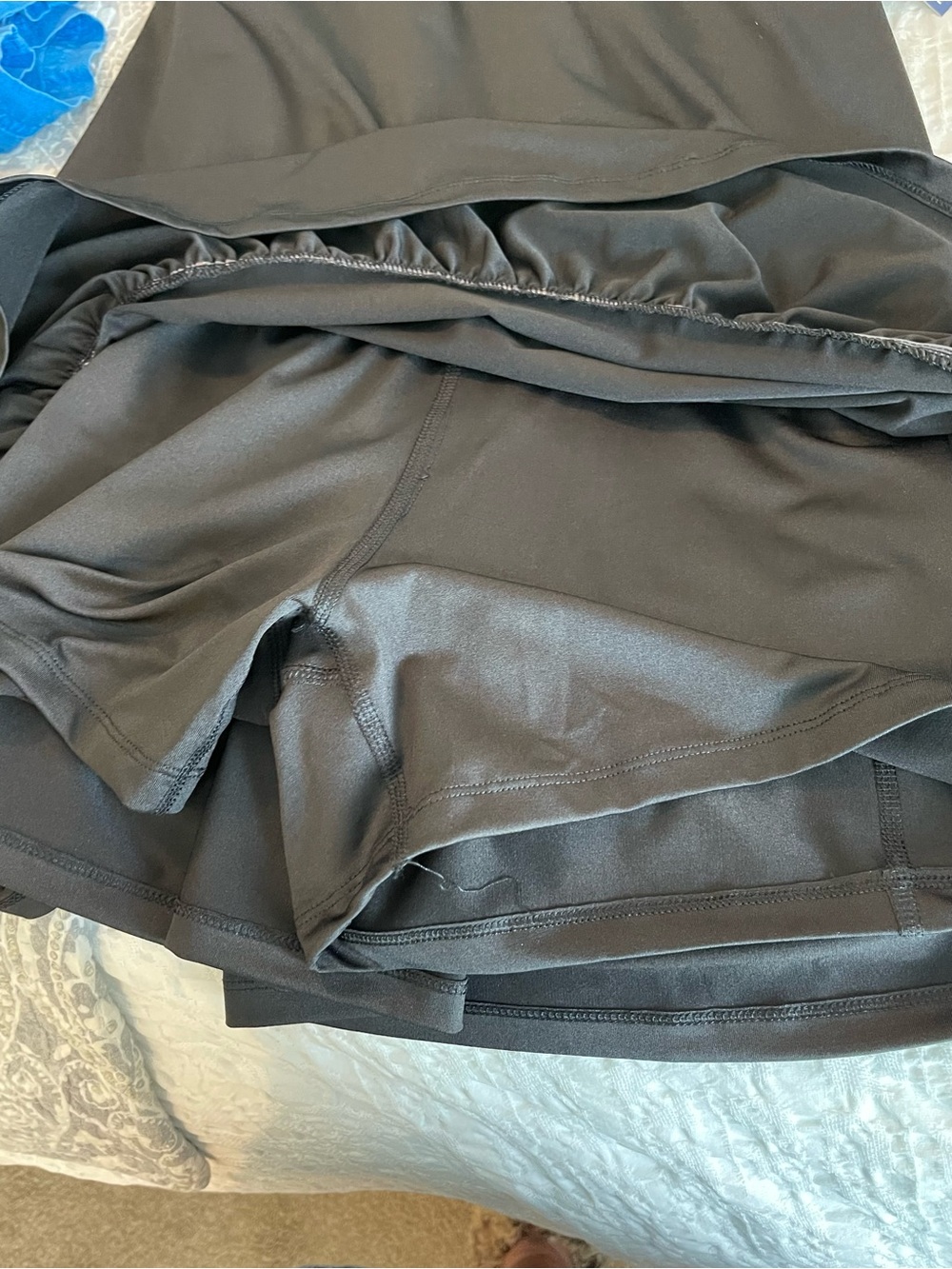 crown & ivy active ruffle Black Tank Dress with built in bra shorts tennis - Picture 5 of 7